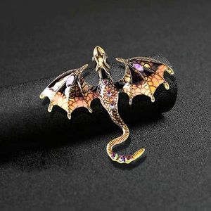 BROWN FLYING DRAGON PIN / BROOCH